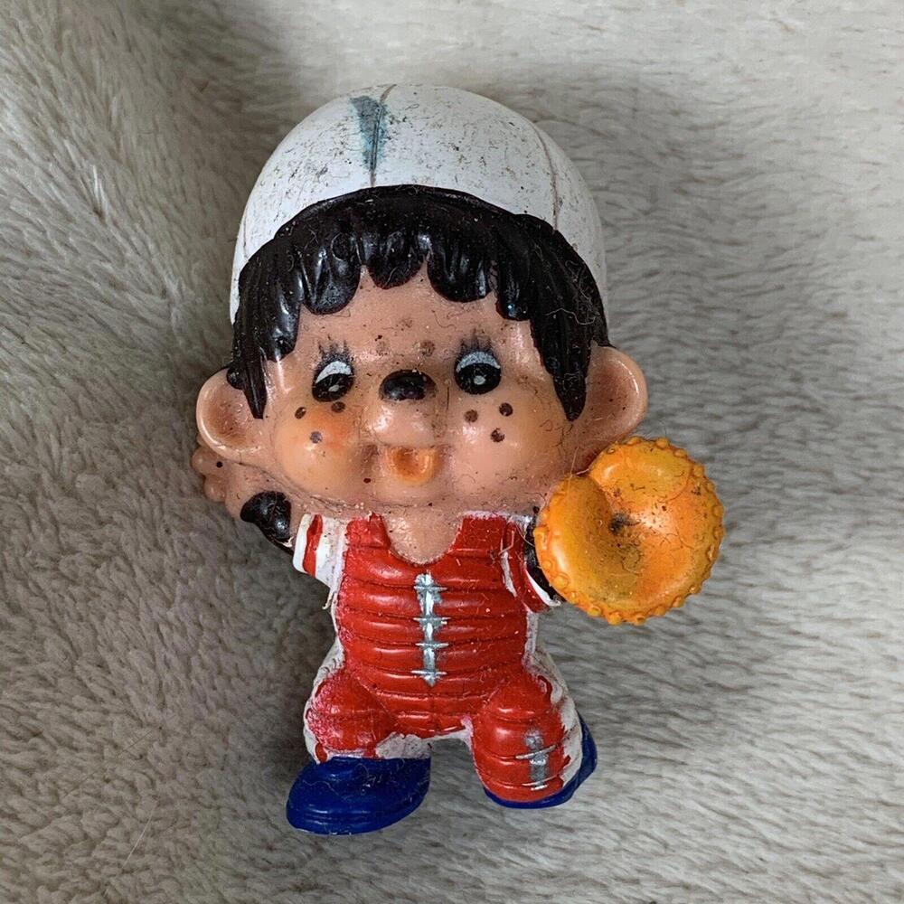 Vintage Monchhichi Baseball Catcher Figure Sekiguchi 1979 Hong Kong